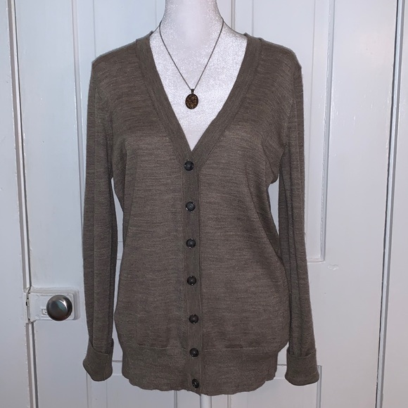 LOFT Sweaters - LOFT SWEATER CARDIGAN MOCHA BROWN WOOL BLEND
